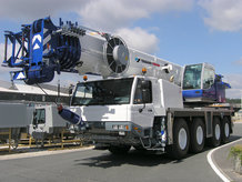 A Spring-Driven Double Hose Reel in use on a mobile crane